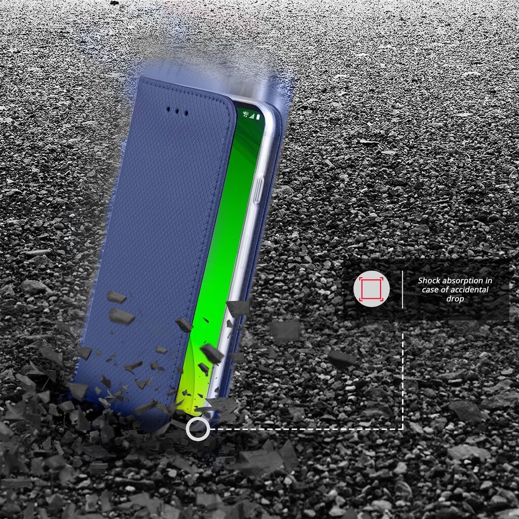 Moozy magnētisks telefona maciņš ar karšu turētāju un statīva funkciju saderīgs ar Motorola Moto G7 Power telefona modeli - Tumši zils cena un informācija | Telefonu vāciņi, maciņi | 220.lv