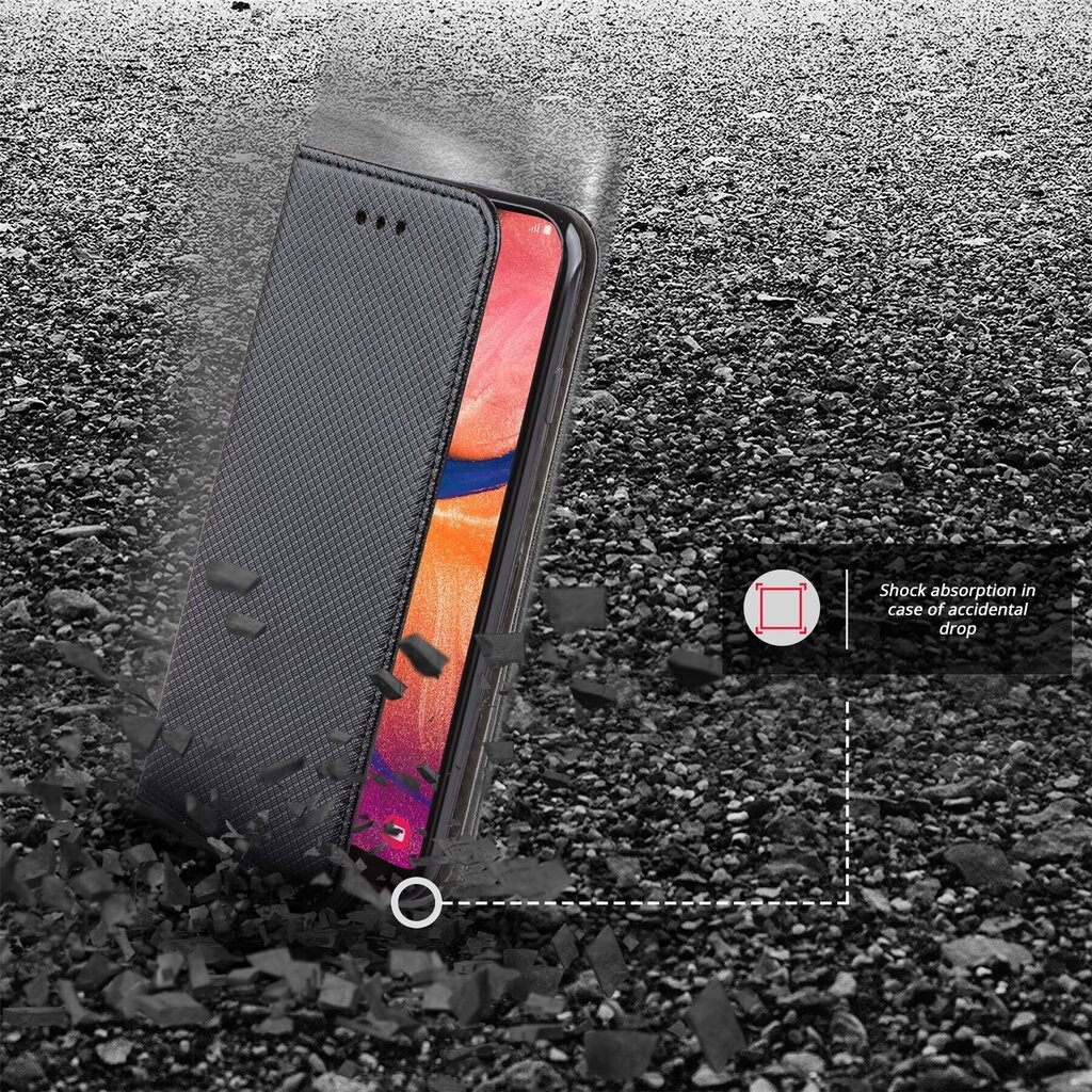 Moozy magnētisks telefona maciņš ar karšu turētāju un statīva funkciju saderīgs ar Samsung A20e telefona modeli - Melns cena un informācija | Telefonu vāciņi, maciņi | 220.lv