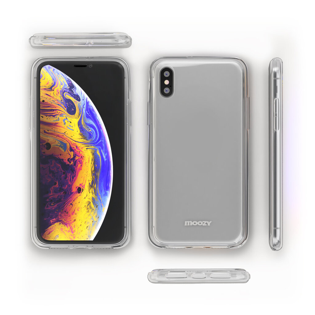 Moozy 360 grādu vāciņš saderīgs ar iPhone X, iPhone XS telefona modeli. Plāns, caurspīdīgs silikona materiāla, abpusējas aizsardzības telefona vāciņš cena un informācija | Telefonu vāciņi, maciņi | 220.lv
