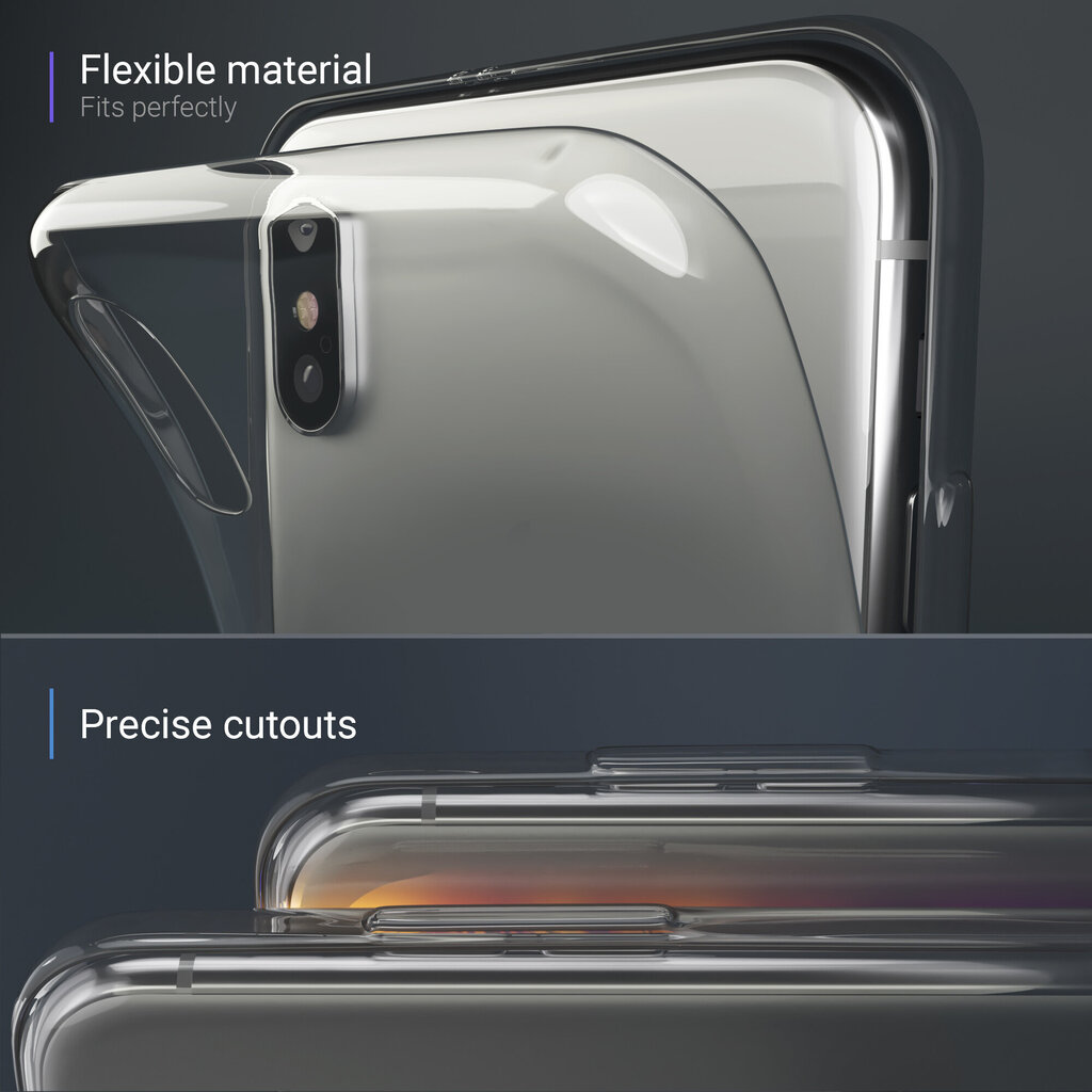 Moozy 360 grādu vāciņš saderīgs ar iPhone X, iPhone XS telefona modeli. Plāns, caurspīdīgs silikona materiāla, abpusējas aizsardzības telefona vāciņš цена и информация | Telefonu vāciņi, maciņi | 220.lv