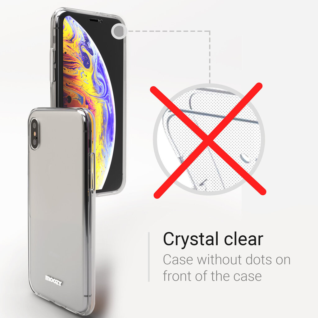 Moozy 360 grādu vāciņš saderīgs ar iPhone X, iPhone XS telefona modeli. Plāns, caurspīdīgs silikona materiāla, abpusējas aizsardzības telefona vāciņš cena un informācija | Telefonu vāciņi, maciņi | 220.lv