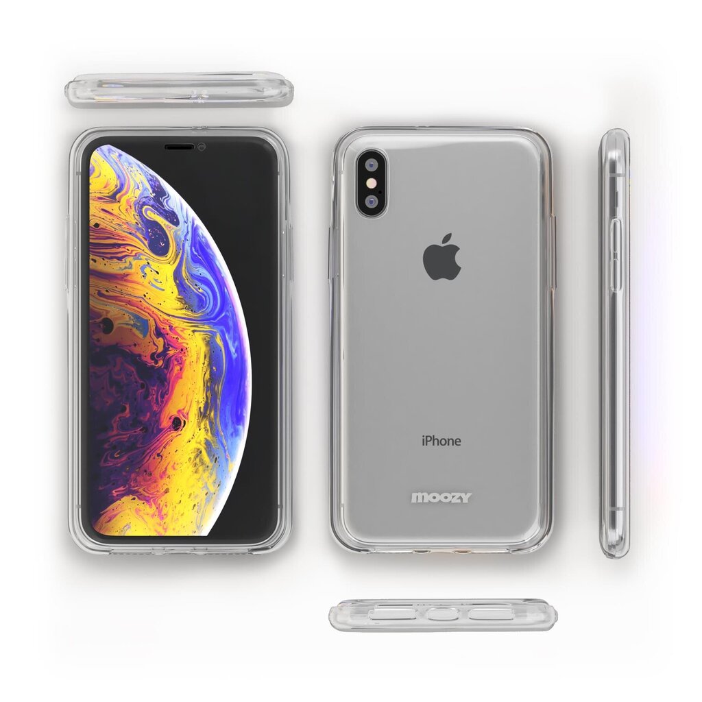 Moozy 360 grādu vāciņš saderīgs ar iPhone X, iPhone XS telefona modeli. Plāns, caurspīdīgs silikona materiāla, abpusējas aizsardzības telefona vāciņš cena un informācija | Telefonu vāciņi, maciņi | 220.lv