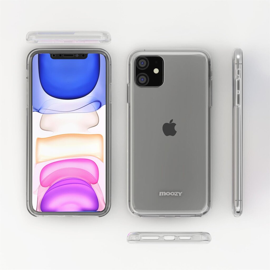 Moozy 360 grādu vāciņš saderīgs ar iPhone 11 telefona modeli. Plāns, caurspīdīgs silikona materiāla, abpusējas aizsardzības telefona vāciņš cena un informācija | Telefonu vāciņi, maciņi | 220.lv