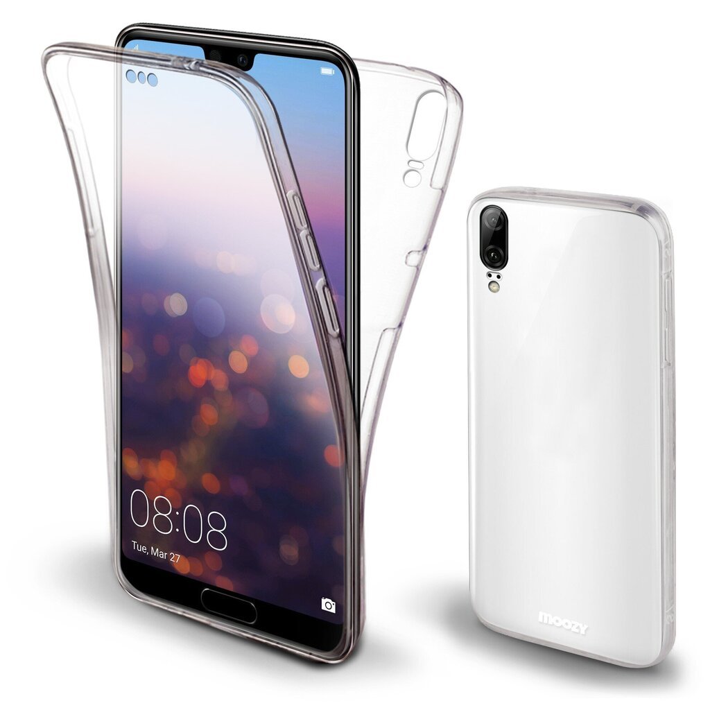 Moozy 360 grādu vāciņš saderīgs ar Huawei P20 telefona modeli. Plāns, caurspīdīgs silikona materiāla, abpusējas aizsardzības telefona vāciņš cena un informācija | Telefonu vāciņi, maciņi | 220.lv