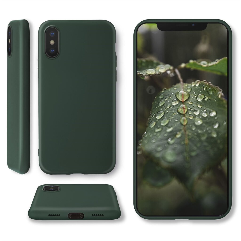 Moozy Lifestyle telefona vāciņš saderīgs ar iPhone X un iPhone XS – augstvērtīga silikona apvalks ar matētu virsmu un mīkstu mikrošķiedras oderi, Tumši zaļš цена и информация | Telefonu vāciņi, maciņi | 220.lv