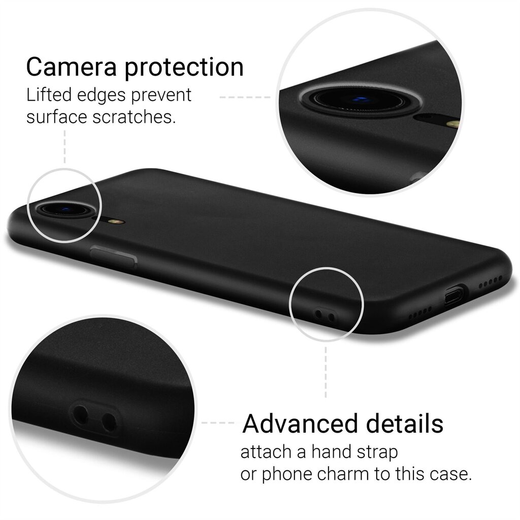Moozy Lifestyle telefona vāciņš saderīgs ar iPhone XR – augstvērtīga silikona apvalks ar matētu virsmu un mīkstu mikrošķiedras oderi, Melns cena un informācija | Telefonu vāciņi, maciņi | 220.lv