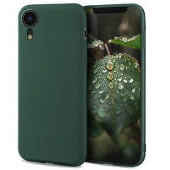 Чехол Moozy Lifestyle для iPhone XR, силиконовый чехол с матовым покрытием и подкладкой из мягкой микрофибры, темно-зеленый цена и информация | Чехлы для телефонов | 220.lv