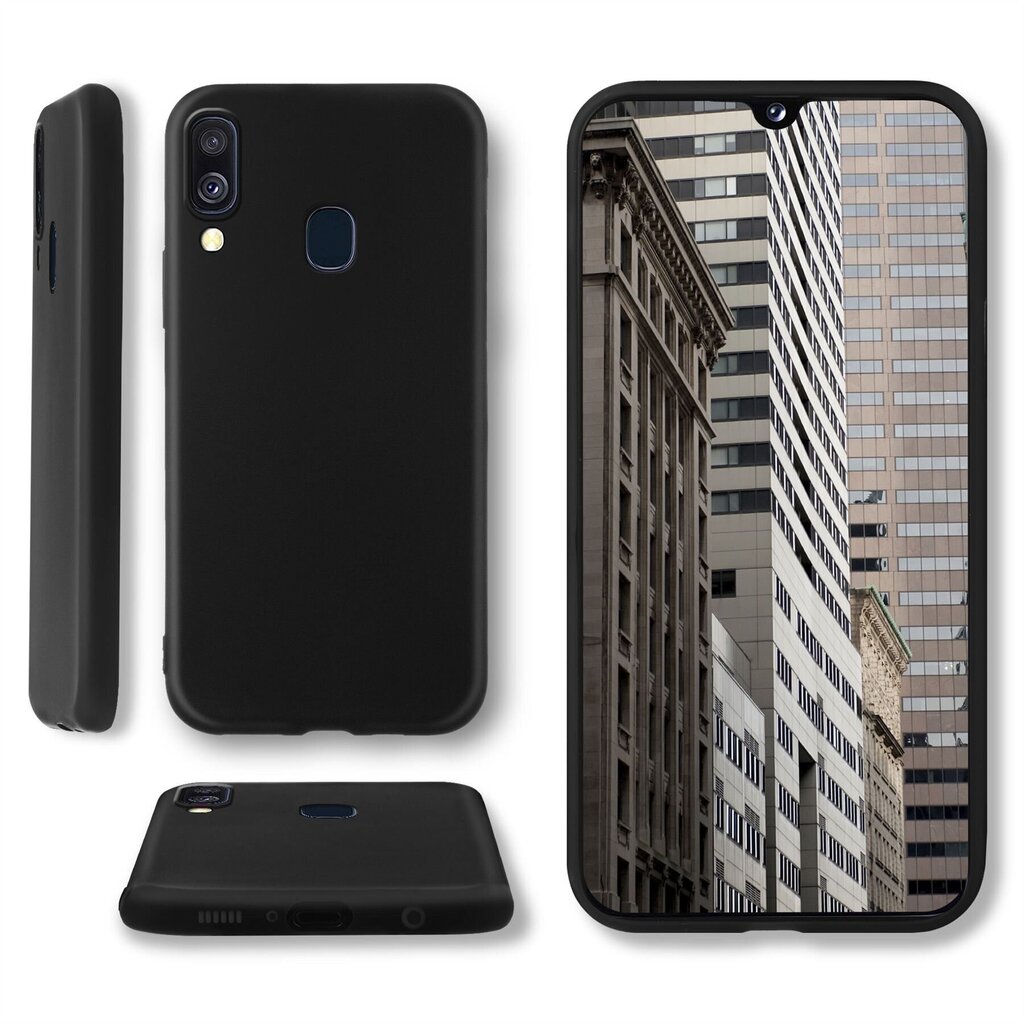 Moozy Lifestyle telefona vāciņš saderīgs ar Samsung A20e – augstvērtīga silikona apvalks ar matētu virsmu un mīkstu mikrošķiedras oderi, Melns cena un informācija | Telefonu vāciņi, maciņi | 220.lv