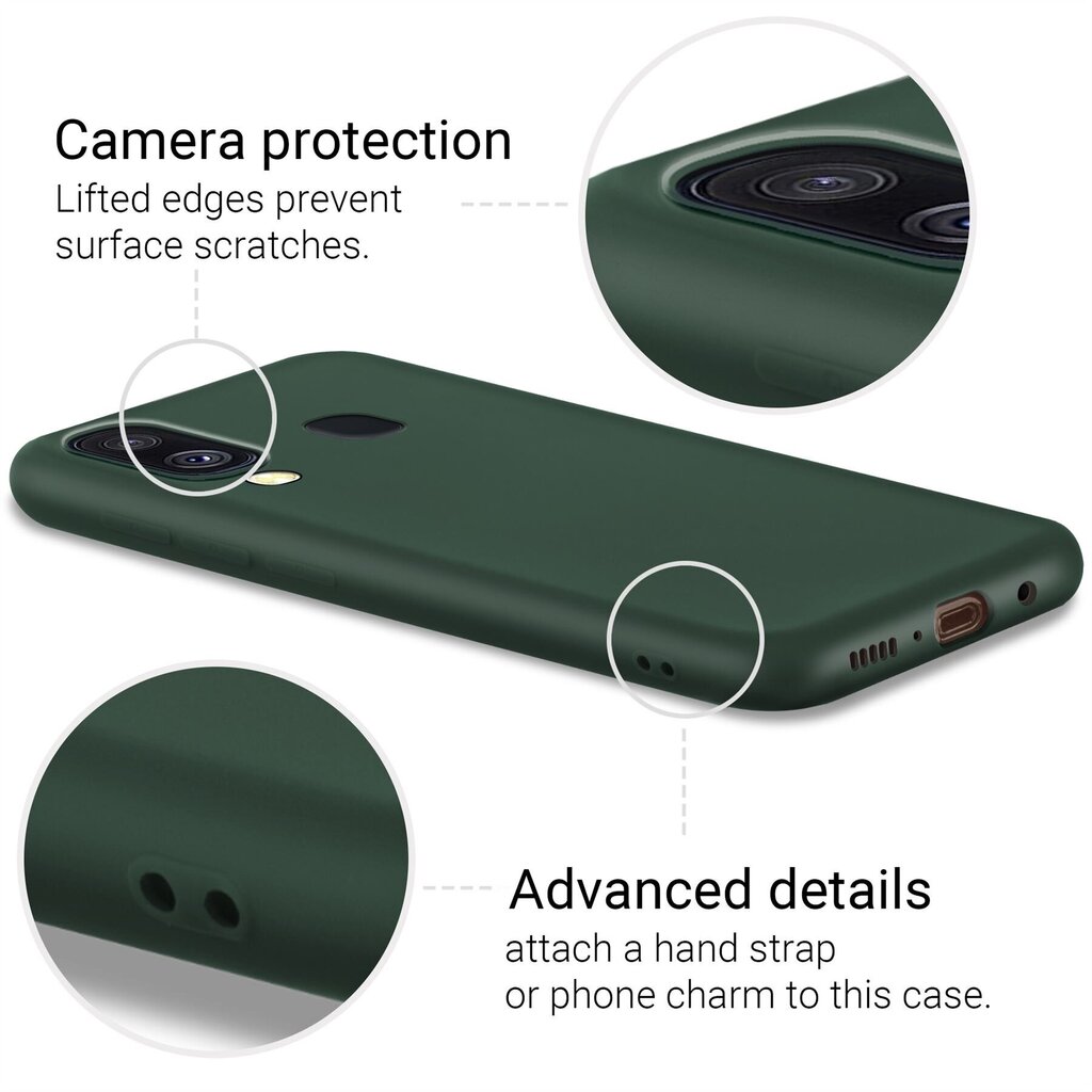 Moozy Lifestyle telefona vāciņš saderīgs ar Samsung A40 – augstvērtīga silikona apvalks ar matētu virsmu un mīkstu mikrošķiedras oderi, Tumši zaļš cena un informācija | Telefonu vāciņi, maciņi | 220.lv