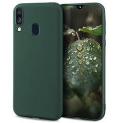 Moozy Lifestyle telefona vāciņš saderīgs ar Samsung A40 – augstvērtīga silikona apvalks ar matētu virsmu un mīkstu mikrošķiedras oderi, Tumši zaļš cena un informācija | Telefonu vāciņi, maciņi | 220.lv
