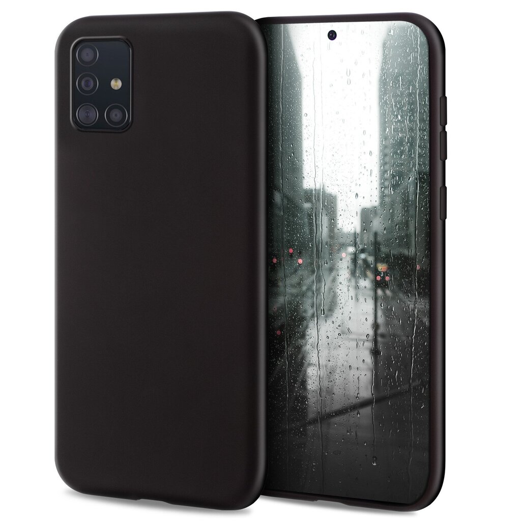 Moozy Lifestyle telefona vāciņš saderīgs ar Samsung A51 – augstvērtīga silikona apvalks ar matētu virsmu un mīkstu mikrošķiedras oderi, Melns cena un informācija | Telefonu vāciņi, maciņi | 220.lv