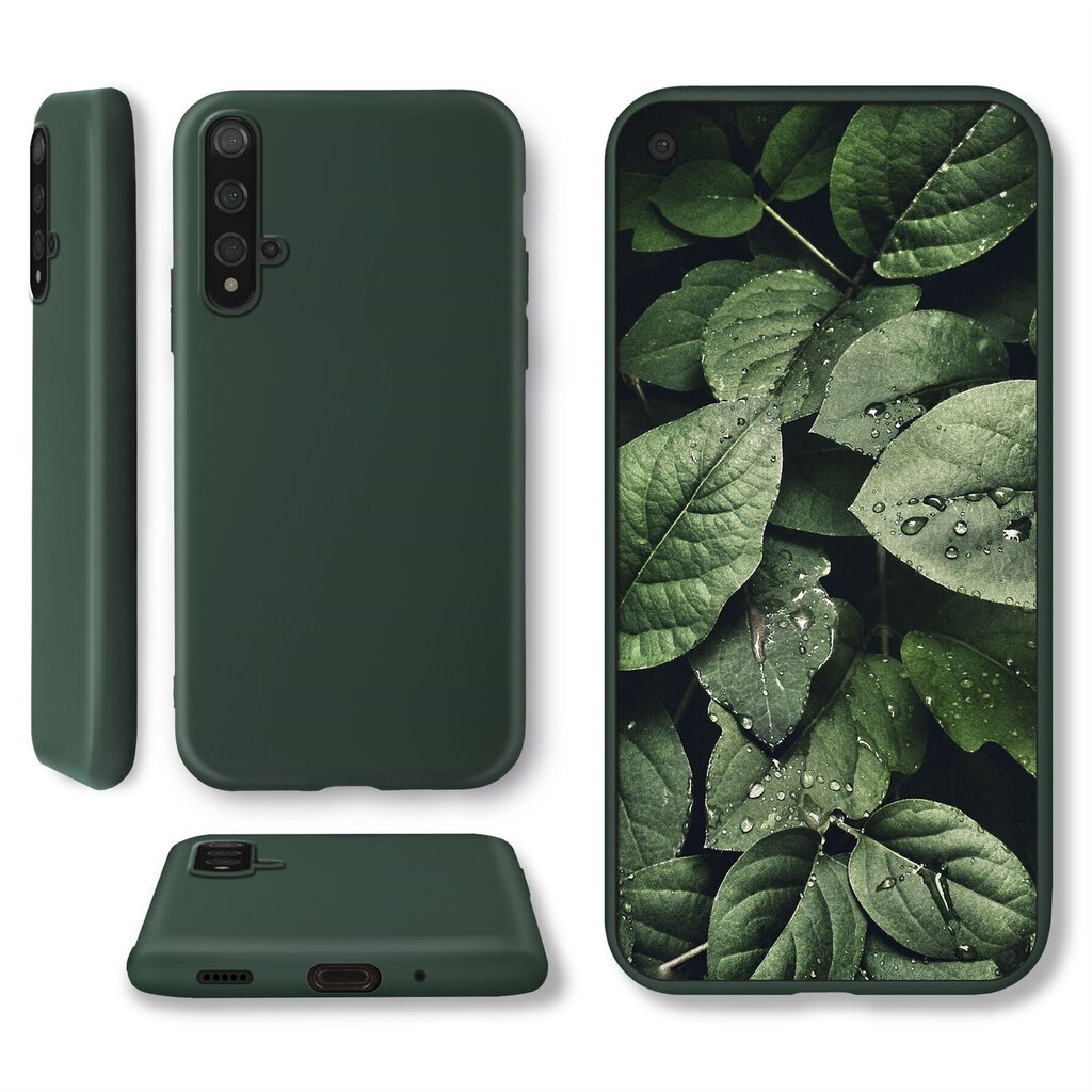 Moozy Minimalist plāns, matēts silikona vāciņš saderīgs ar Huawei Nova 5T un Honor 20 telefona modeli, Tumši zaļš цена и информация | Telefonu vāciņi, maciņi | 220.lv