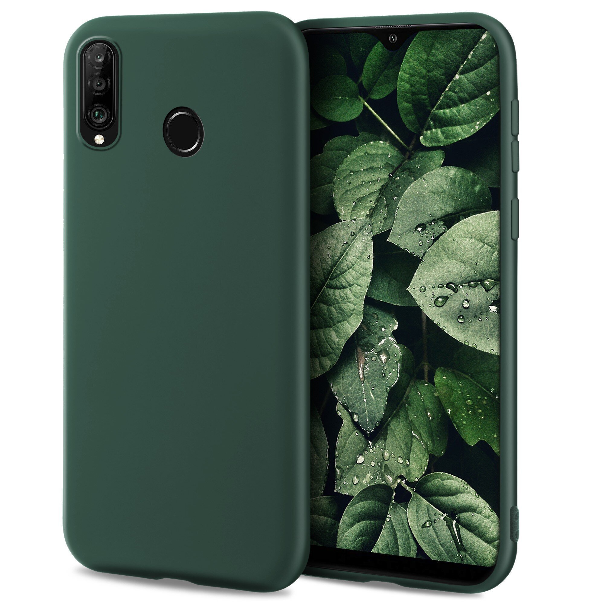 Силиконовый чехол Moozy Minimalist для Huawei P30 Lite, тонкий и матовый  чехол из силикона TPU, темно-зеленый цена | 220.lv