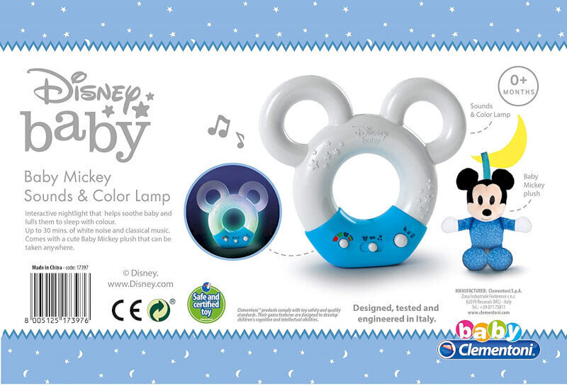 Mūzikas lādīte ar nakts gaismu un miega rotaļlietu Clementoni Disney Baby Mickey цена и информация | Rotaļlietas zīdaiņiem | 220.lv