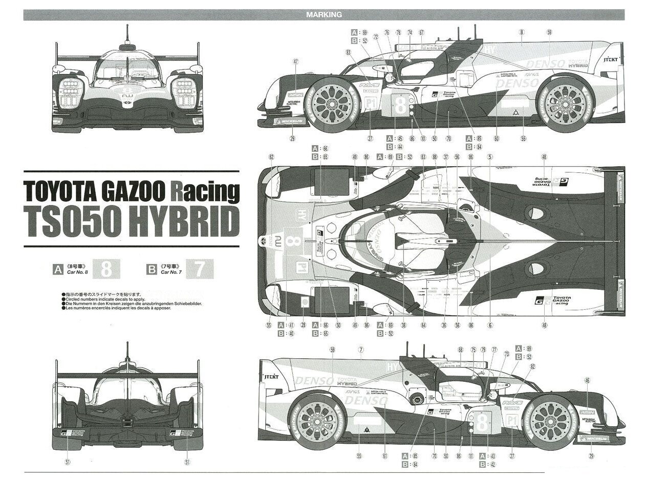 Tamiya - TOYOTA GAZOO Racing TS050 Hybrid, 1/24, 24349 cena un informācija | Konstruktori | 220.lv