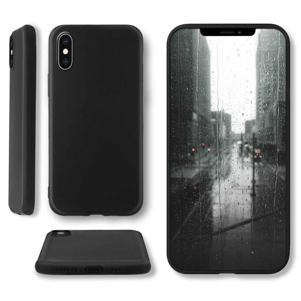 Moozy Minimalist plāns, matēts silikona vāciņš saderīgs ar iPhone X un iPhone XS telefona modeli, Melns cena un informācija | Telefonu vāciņi, maciņi | 220.lv