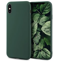 Moozy Minimalist plāns, matēts silikona vāciņš saderīgs ar iPhone X un iPhone XS telefona modeli, Tumši zaļš cena un informācija | Telefonu vāciņi, maciņi | 220.lv