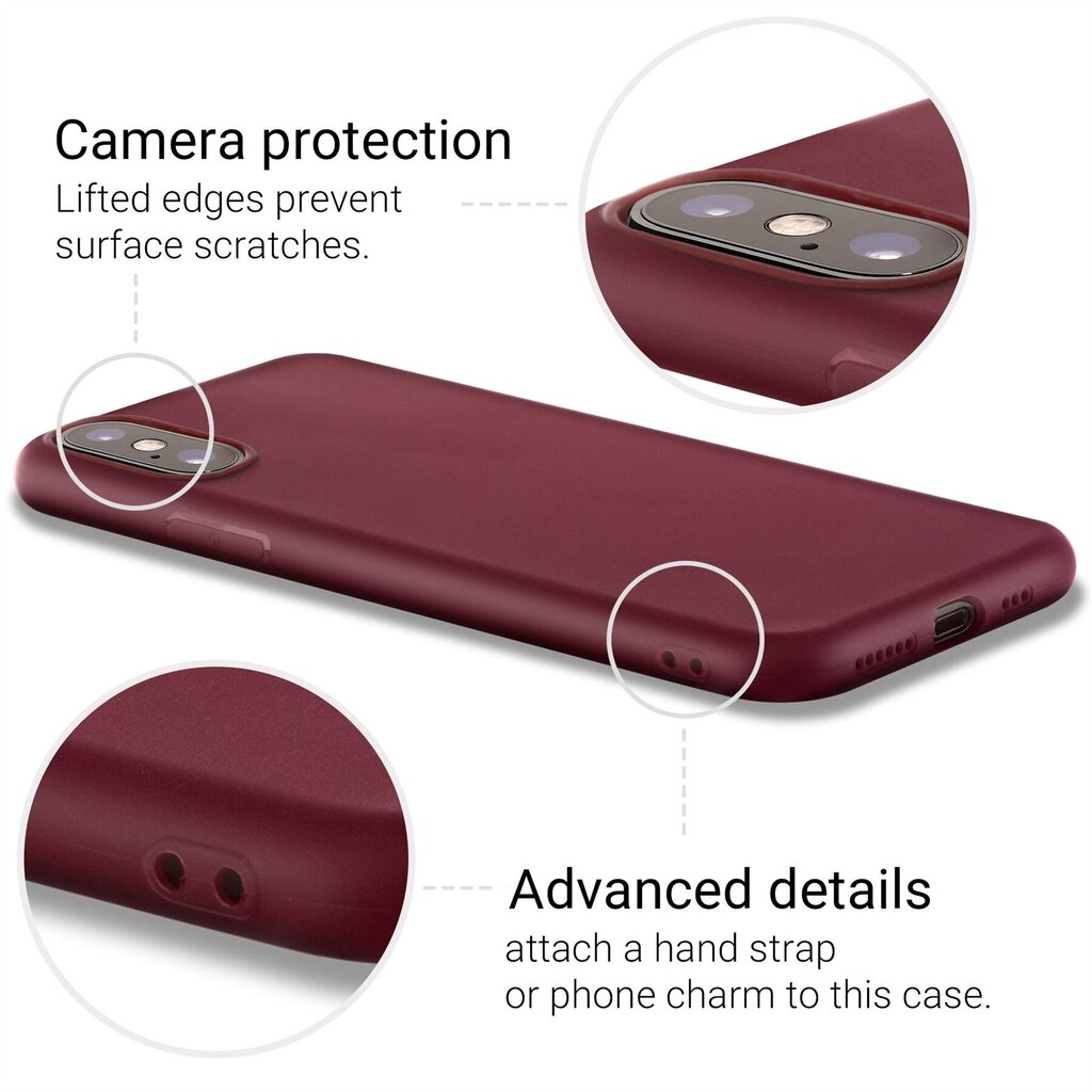 Moozy Minimalist plāns, matēts silikona vāciņš saderīgs ar iPhone X un iPhone XS telefona modeli, Vīna sarkans цена и информация | Telefonu vāciņi, maciņi | 220.lv