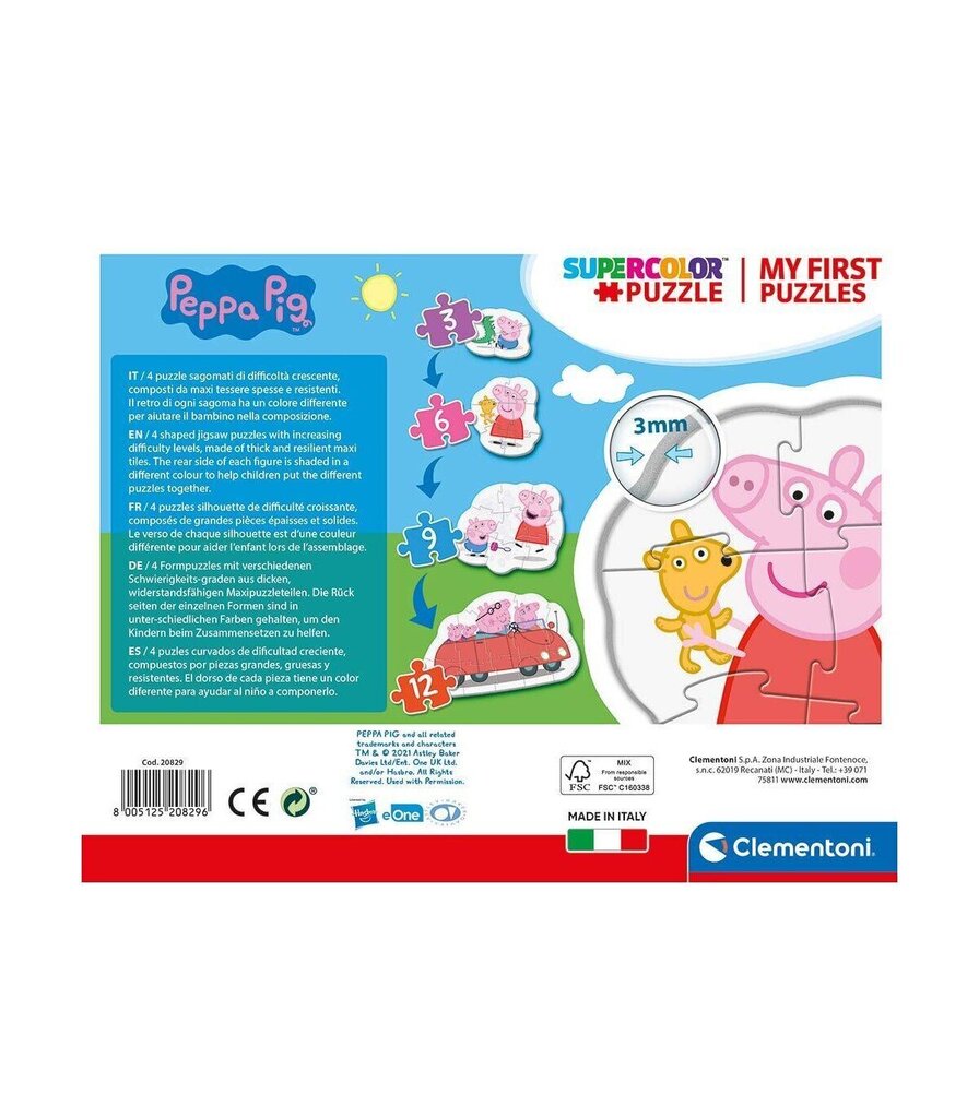 Pužļu komplekts Clementoni My First Puzzle Cūciņa Pepa (Peppa Pig), 3-6-9-12 d. цена и информация | Puzles, 3D puzles | 220.lv