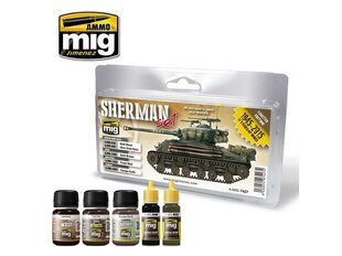 Набор с необходимыми и необходимыми продуктами для покраски танков AMMO MIG - FURY SHERMAN SET. AMIG7427 цена и информация | Принадлежности для рисования, лепки | 220.lv