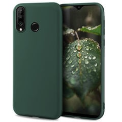 Чехол Moozy Lifestyle для Huawei P30 Lite, силиконовый чехол с матовым покрытием и подкладкой из мягкой микрофибры, темно-зеленый цена и информация | Чехлы для телефонов | 220.lv