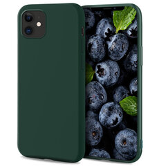 Чехол Moozy Lifestyle для iPhone 12 mini, силиконовый чехол с матовым покрытием и подкладкой из мягкой микрофибры, темно-зеленый цена и информация | Чехлы для телефонов | 220.lv