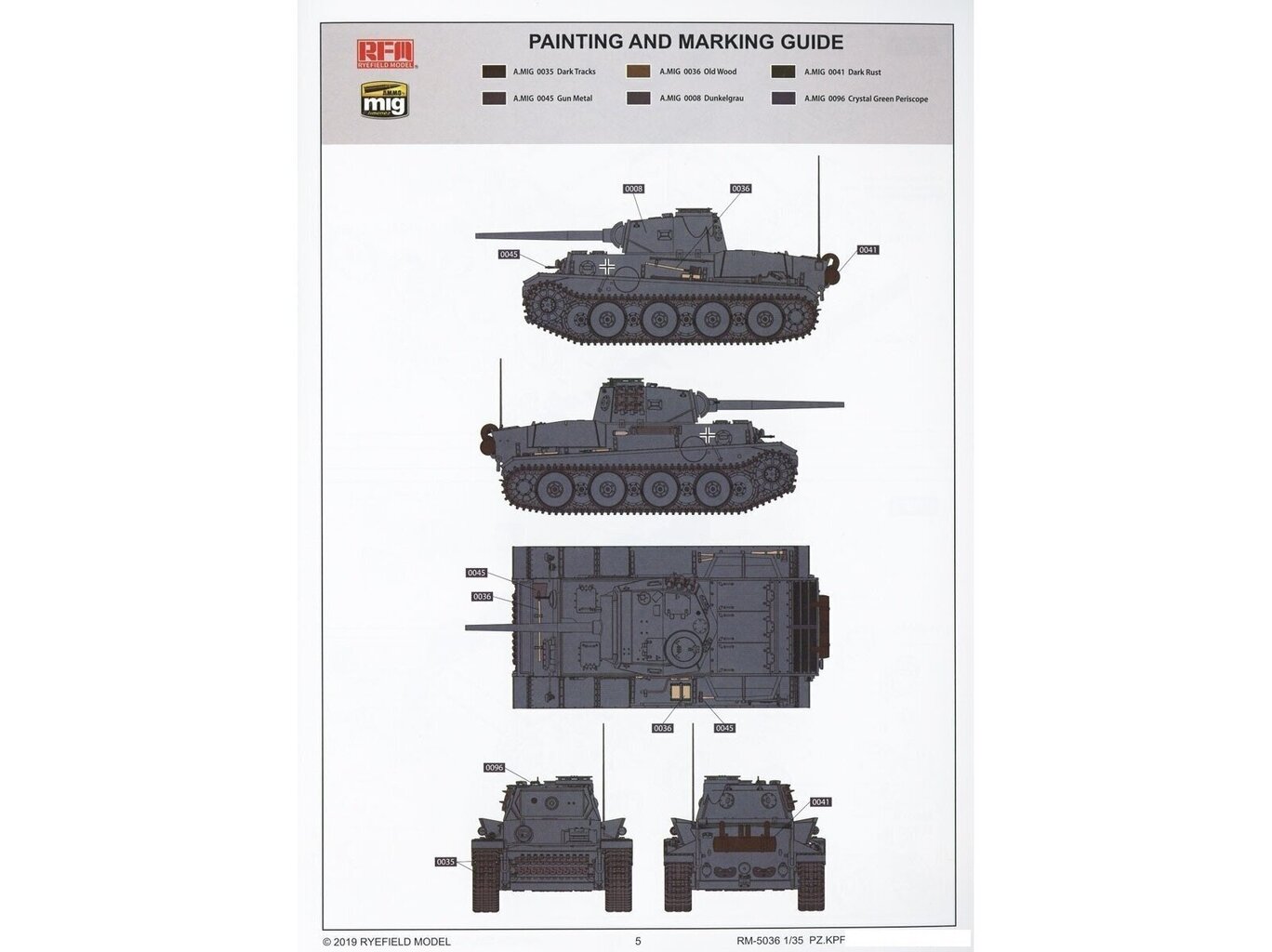 Rye Field Model - Pz.Kpfw.VI, 7,5 см, Ausf.B (VK36.01), 1/35, RFM-5036 цена  | 220.lv