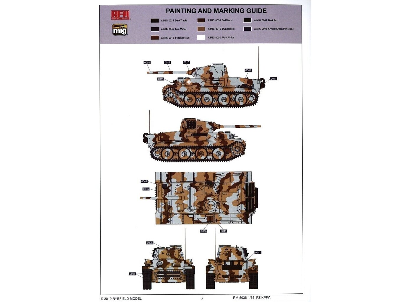 Rye Field Model - Pz.Kpfw.VI (7,5cm) Ausf.B (VK36.01), 1/35, RFM-5036 цена и информация | Konstruktori | 220.lv