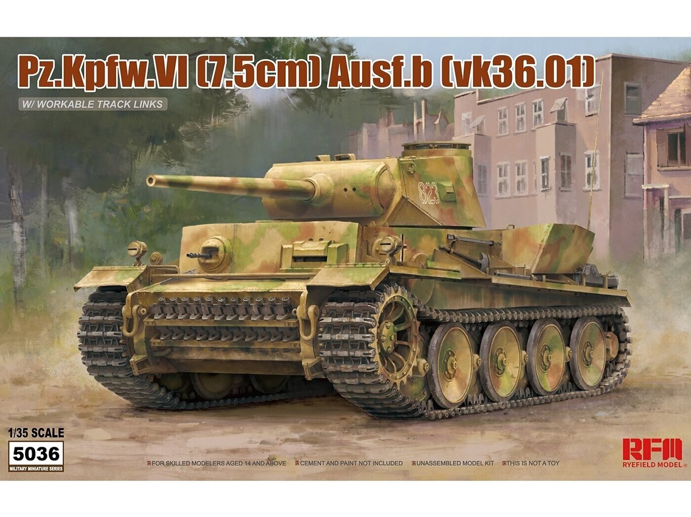 Rye Field Model - Pz.Kpfw.VI, 7,5 см, Ausf.B (VK36.01), 1/35, RFM-5036 цена  | 220.lv