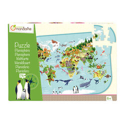 Пазл MANDARINE Карта мира животных 76 цена и информация | Развивающие игрушки | 220.lv