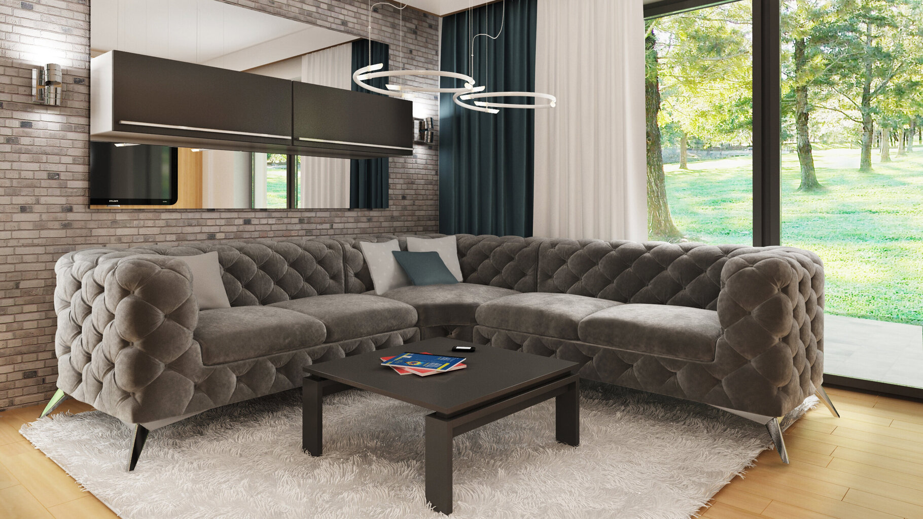 Universālais stūra dīvāns Ropez Chelsea 2+E+2, brūns cena un informācija | Stūra dīvāni | 220.lv