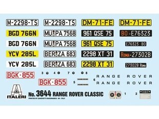 Italeri - RANGE ROVER Classic, 1/24, 3644 cena un informācija | Konstruktori | 220.lv