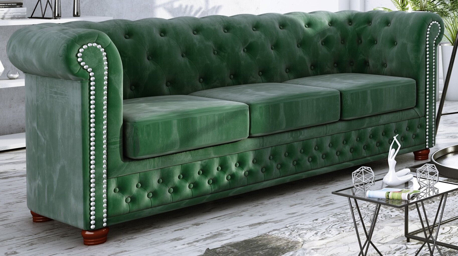Dīvāns Ropez York 3, zaļš cena un informācija | Dīvāni | 220.lv