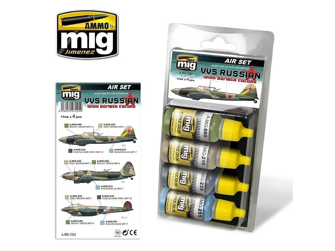 AMMO MIG - VVS RUSSIAN WWII BOMBER COLORS. AMIG7224 цена и информация | Modelēšanas un zīmēšanas piederumi | 220.lv