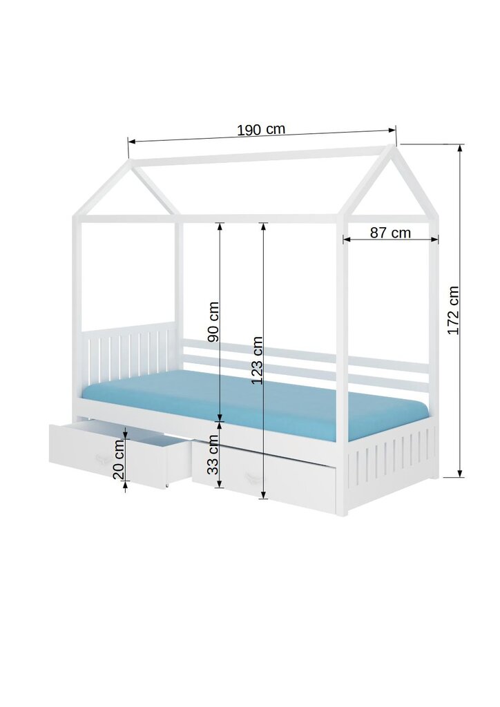 Gulta ADRK Furniture Rose 80x190 cm, tumši pelēka cena un informācija | Bērnu gultas | 220.lv