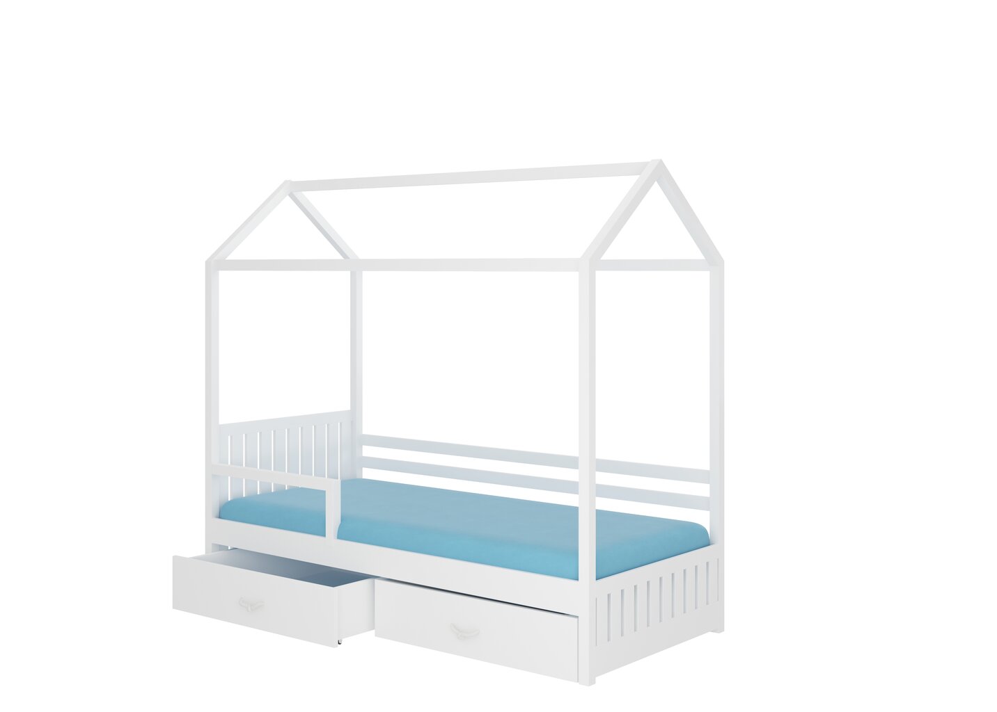 Gulta ADRK Furniture Rose 80x190 cm ar baldahīnu, balta/zila cena un informācija | Bērnu gultas | 220.lv