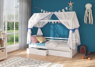 Gulta ADRK Furniture Rose 80x190 cm ar baldahīnu, balta/zila cena un informācija | Bērnu gultas | 220.lv