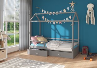 Gulta ADRK Furniture Rose 80x190 cm ar sānu aizsardzību, pelēka cena un informācija | Bērnu gultas | 220.lv