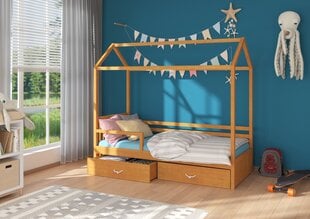 Gulta ADRK Furniture Rose 90x200 cm ar sānu aizsardzību, alkšņa krāsas cena un informācija | Bērnu gultas | 220.lv