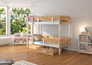 Двухъярусная кровать ADRK Furniture Etiona 80x180cm, белая/коричневя цена и информация | Детские кровати | 220.lv