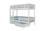 Divstāvu gulta ADRK Furniture Etiona 80x180cm, balta/pelēka