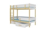 Divstāvu gulta ADRK Furniture Etiona 80x180cm, gaiši brūna/balta