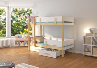 Divstāvu gulta ADRK Furniture Etiona 80x180cm, gaiši brūna/balta цена и информация | Детские кровати | 220.lv