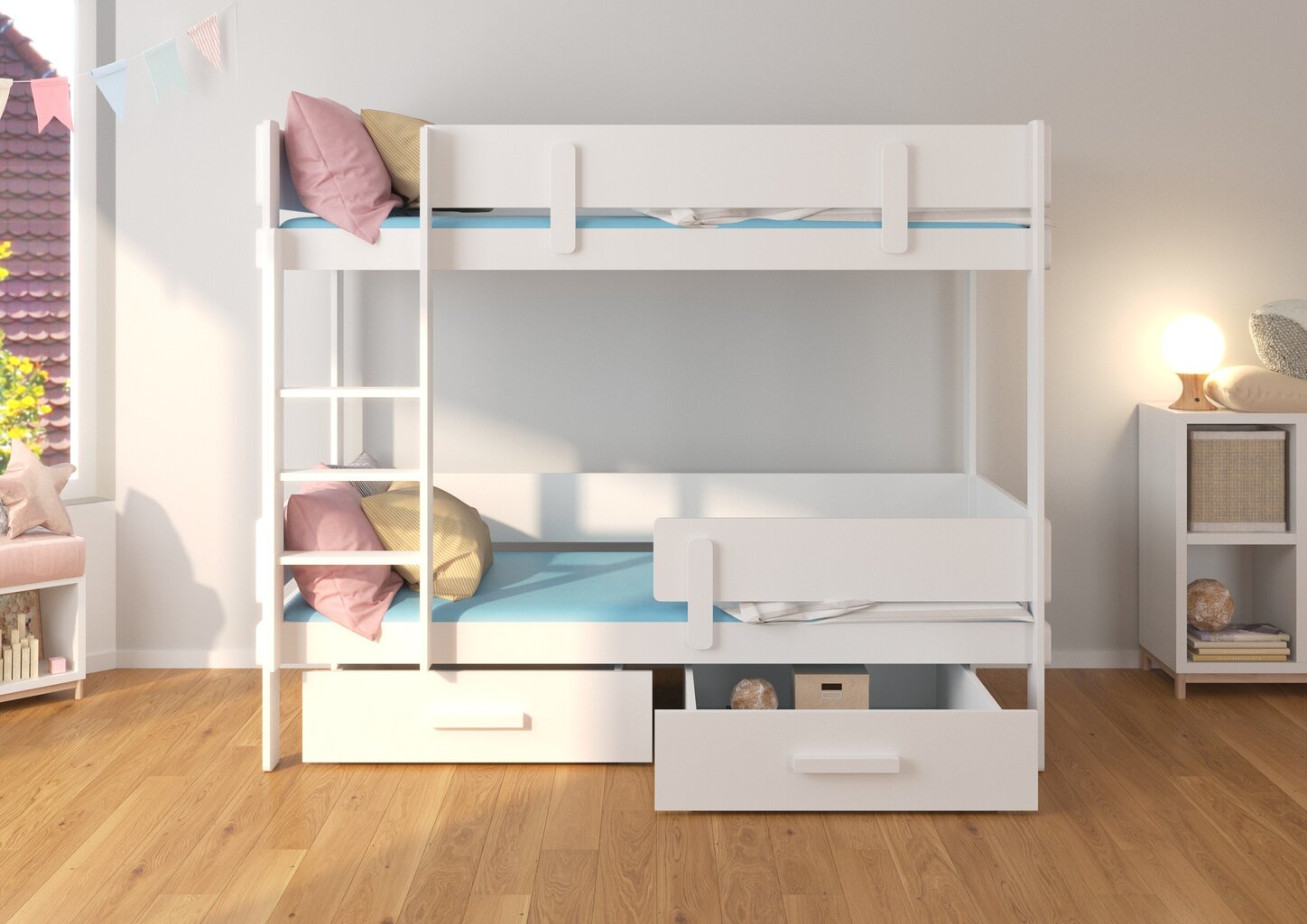 Divstāvu gulta ADRK Furniture Etiona 90x200cm, brūna/pelēka cena un informācija | Bērnu gultas | 220.lv
