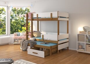 Кровать двухъярусная ADRK Furniture Etapo 80x180 см, коричневая/белая цена и информация | Детские кровати | 220.lv