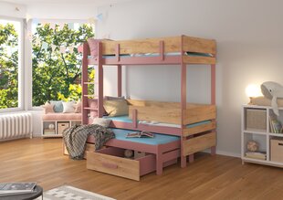 Divstāvu gulta ADRK Furniture Etapo 80x180cm, rozā/brūna cena un informācija | Bērnu gultas | 220.lv