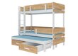 Divstāvu gulta ADRK Furniture Etapo 90x200cm, balta/brūna cena un informācija | Bērnu gultas | 220.lv