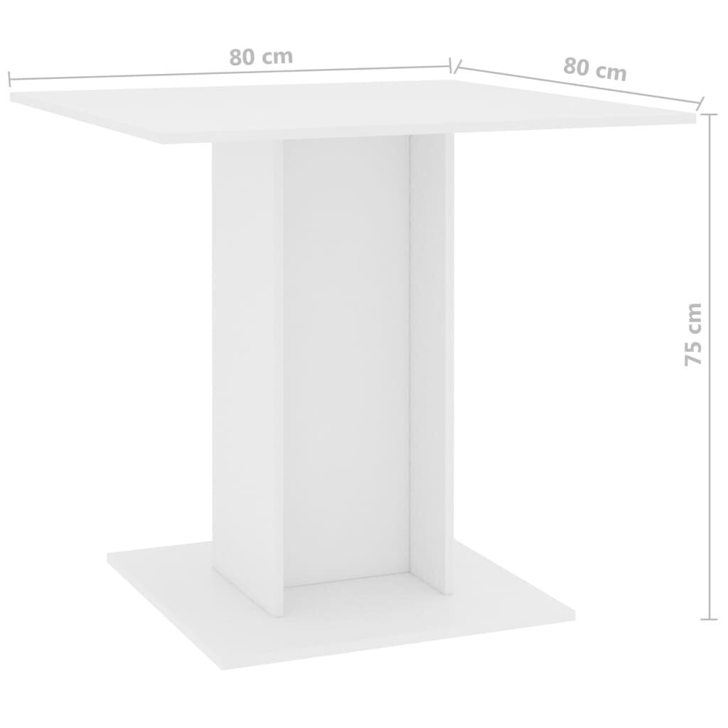 vidaXL virtuves galds, 80x80x75 cm, skaidu plāksne, balts cena un informācija | Virtuves galdi, ēdamgaldi | 220.lv