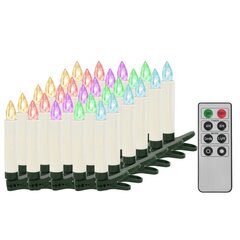 vidaXL bezvadu LED sveces ar tālvadības pulti, 30 gab., RGB цена и информация | Праздничные декорации | 220.lv