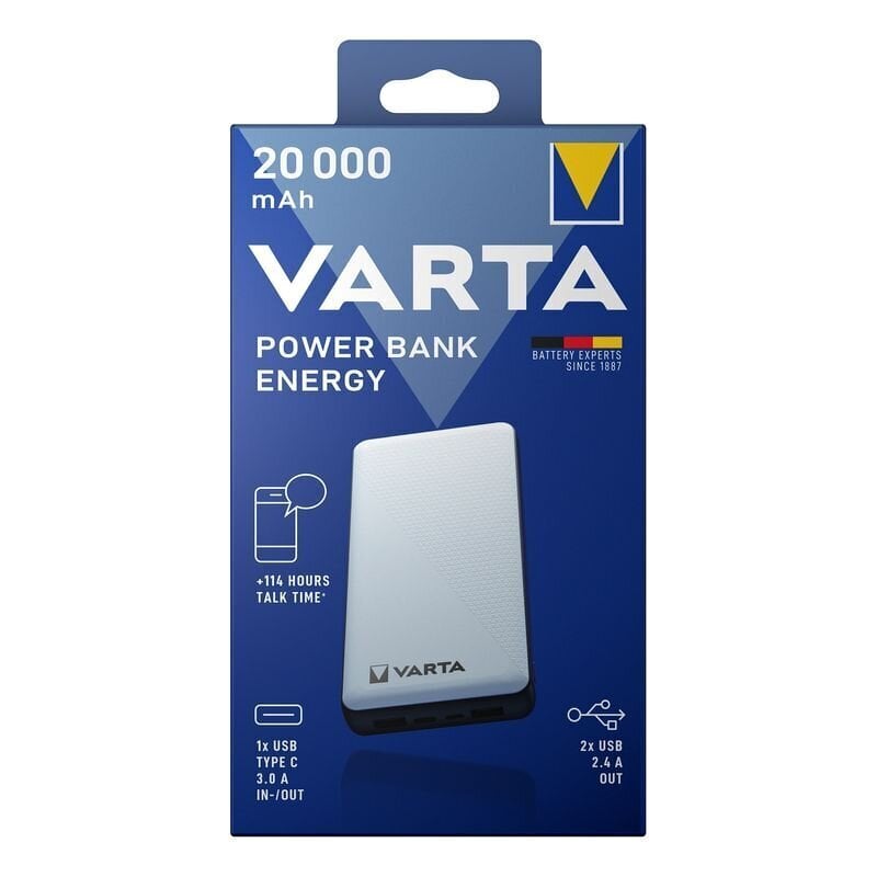 Rezerves barošanas bloks Varta Energy 20000mAh cena un informācija | Lādētāji-akumulatori (Power bank) | 220.lv